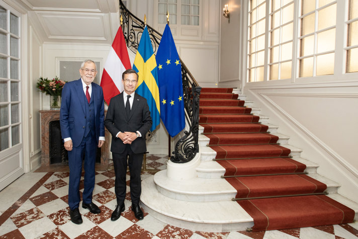 Statsminister Ulf Kristersson tillsammans med Österrikes president Alexander Van der Bellen.