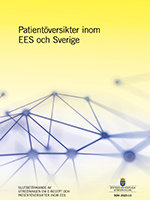 Texten Patientöversikter inom EES och Sverige SOU 2023:13 på gul bakgrund med tecknade illustrationer