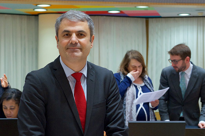 Samordnings- och energiminister Ibrahim Baylan på rådsmöte i Bryssel 27 februari