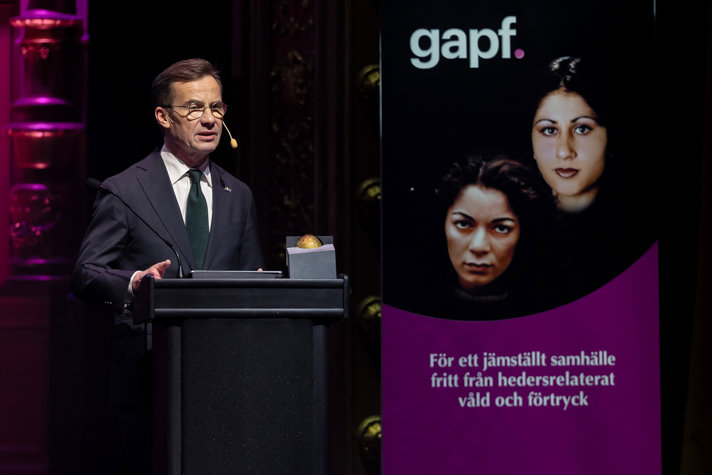 Statsminister Ulf Kristersson under Fadimegalan