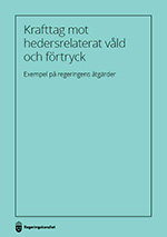 Framsidan på en grön broschyr med texten Krafttag mot hedersrelaterat våld och förtryck