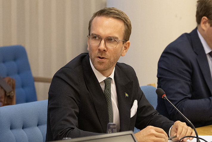 Infrastruktur- och bostadsminister Andreas Carlson under godstransportforum den 10 november 2025.