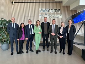 Energi- och näringsminister Ebba Busch och civilminister Erik Slottner presenterade uppdraget att öka insatserna i innovations-och forskningsprogrammet Avancerad digitalisering vid ett besök på Ericsson.