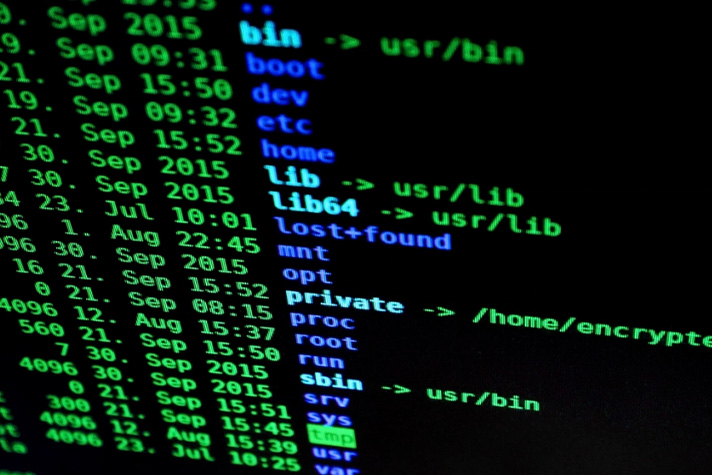 Datakod på en skärm.