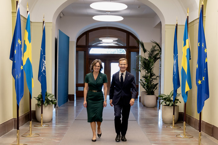 Statsminister Ulf Kristersson och EU-minister Jessika Roswall.