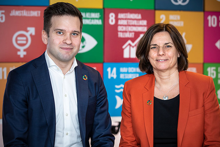 Porträttbild på Gabriel Wikström och Isabella Lövin