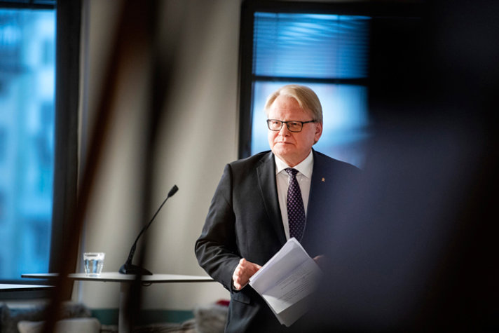 Försvarsminister Peter Hultqvist vid konferensen Folk och Försvar