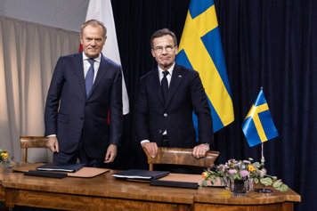 Statsminister Ulf Kristersson och Polens premiärminister Donald Tusk.