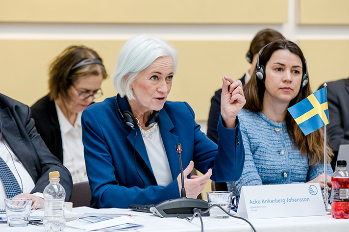 Acko Ankarberg Johansson talar vid konferensen.