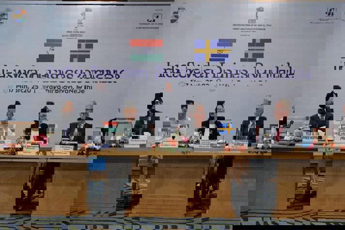 Sveriges utrikesminister talar på India-Sweden Business Roundtable