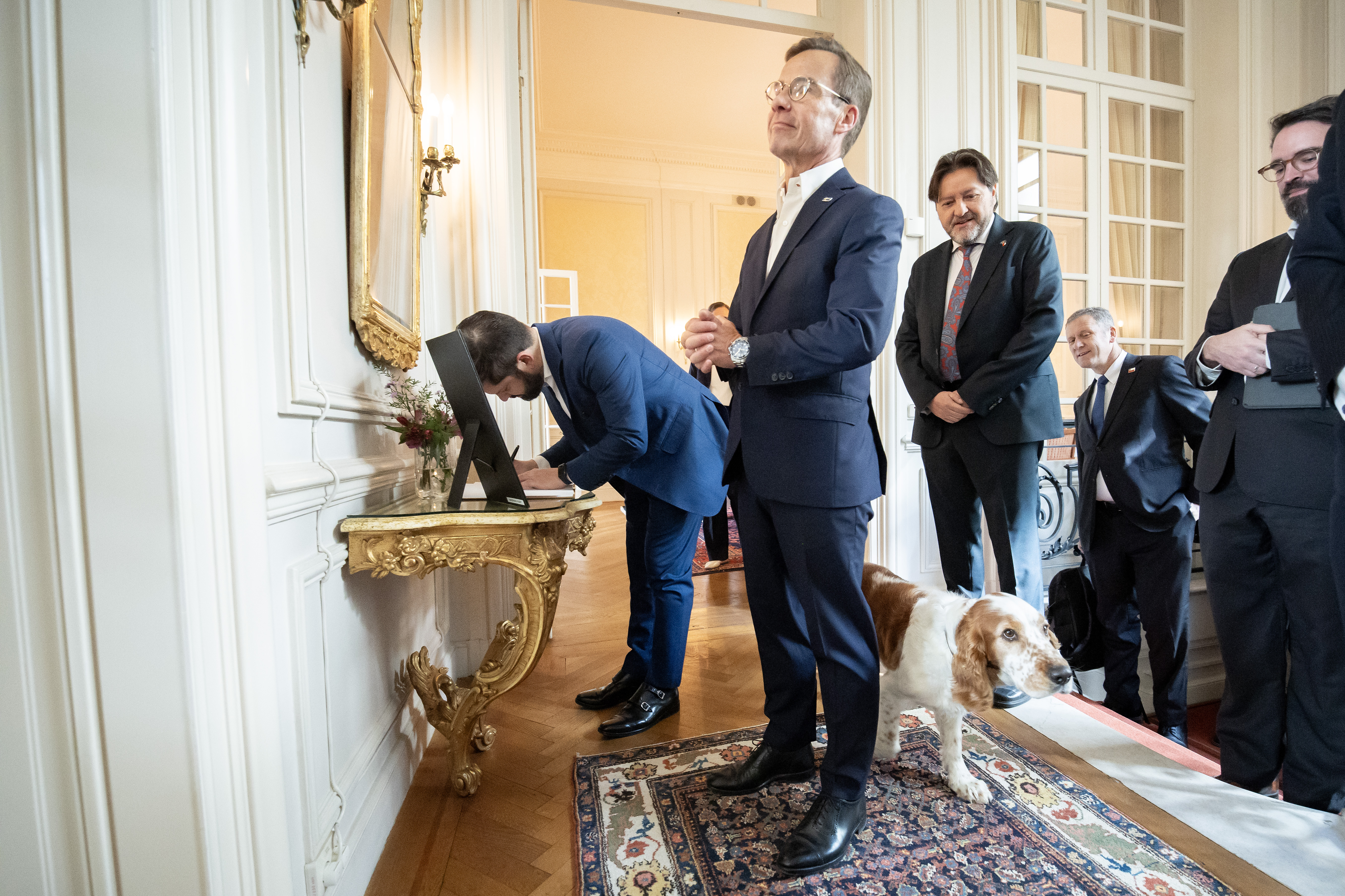 Statsminister Ulf Kristersson och Chiles president Gabriel Boric i Sagerska. 