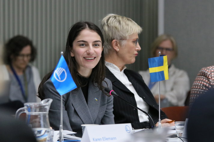Romina Pourmokhtari ledde diskussionerna under det nordiska klimat- och miljöministermötet.
