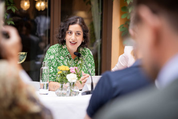 Utbildnings- och integrationsminister Simona Mohamsson under regeringens sommarfika den 23 juli.