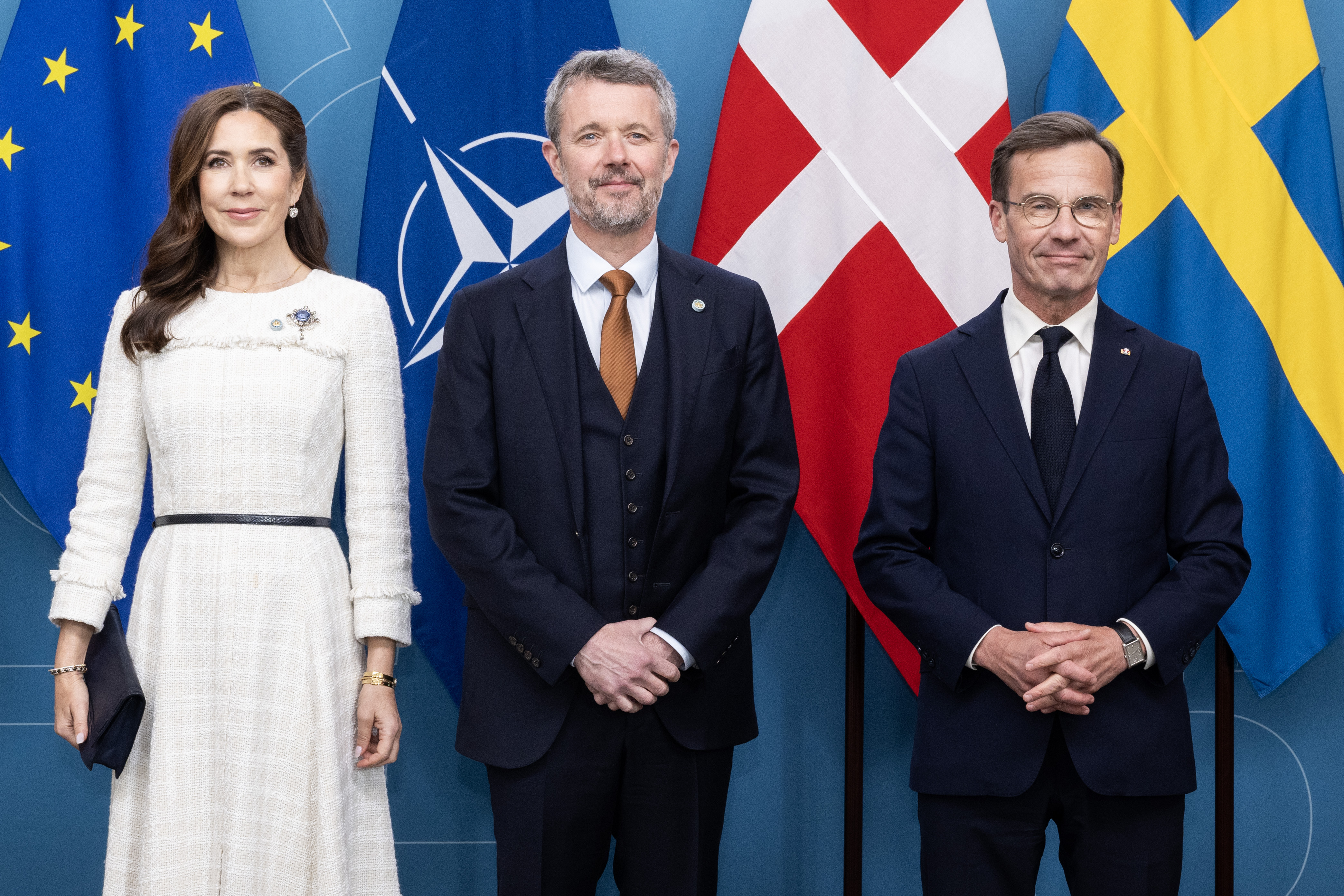 Statsminister Ulf Kristersson och DD.MM. Konungen och Drottningen av Danmark 