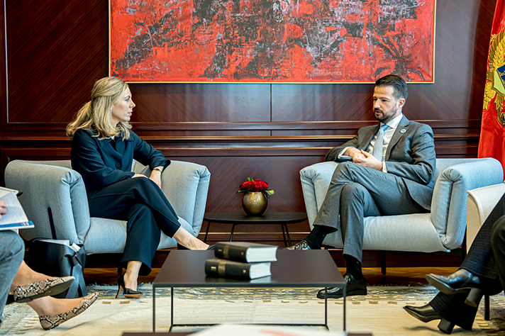 EU-minister Jessica Rosencrantz och Montenegros president Jakov Milatović.