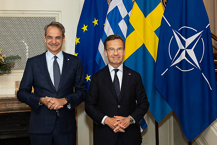 Statsmnister Ulf Kristersson tog emot Greklands premiärminister Kyriakos Mitsotakis.