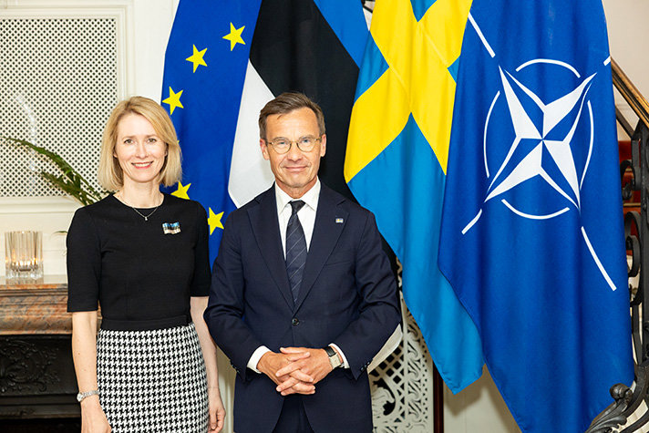 Statsminister Ulf Kristersson och Estlands premiärminister Kaja Kallas