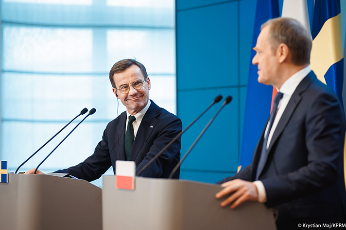 Statsminister Ulf Kristersson och Polens premiärminister Donald Tusk. 